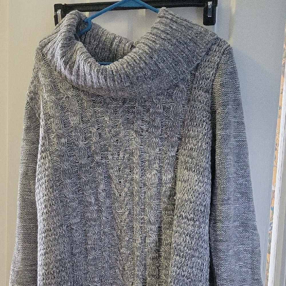 Elegant Gray Cowl Neck Sweater